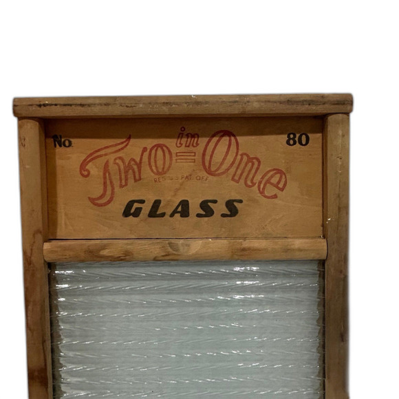 Vintage Two in One Washboard with Glass Rubbing Surface Standard Family Size - Picture 3 of 12